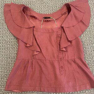 Anthropologie Dusty Rose Ruffle Blouse